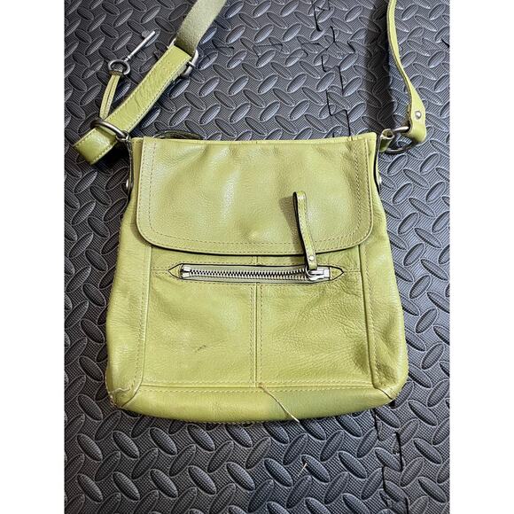 y2k Fossil Lime Green Leather Shoulder Crossbody Bag Womens Purse - Picture 2 of 10